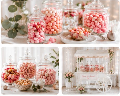 Wedding sweets and a styled sweet cart